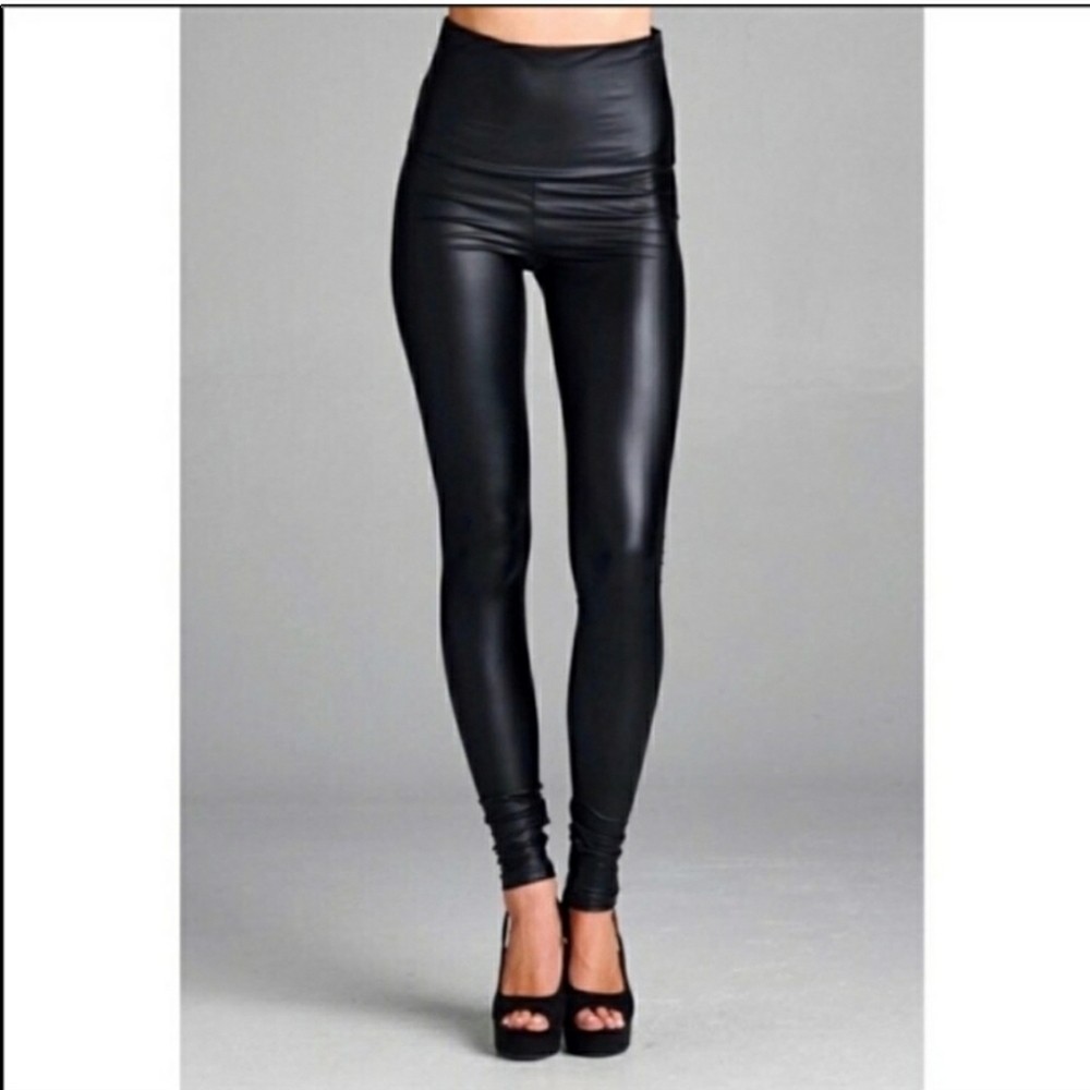 Black Leather Leggings - Picture 1 of 4